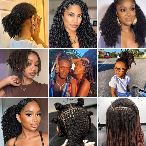 Afro Kinkys Bulk Human Hair 30g/pc For Braiding Dreadlock Extensions Create Repair Braid Micro Twist Afro Kinky Curly Human Hair Bundles Bulks Locs Extensions 1B Natural Black 8+8+8 3 bundles/pack