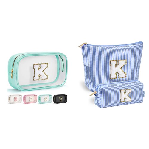 YOOLIFE Personalized Teen Girl Gifts Initial Cute Cosmetic Makeup Bag