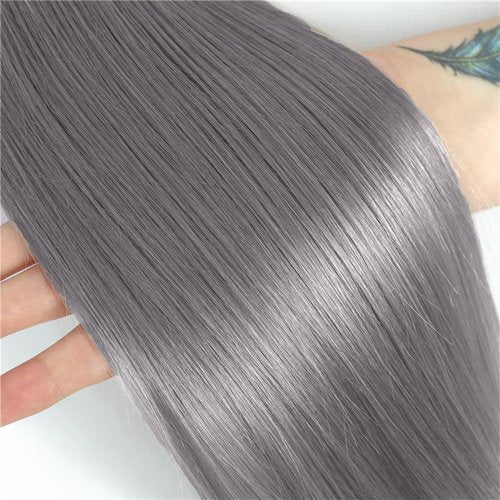 Grey Bundles Straight Bundles Human Hair 26 Inch Unprocessed Brazilian Virgin Weave Hairs Gray 1 Bundle 50 Gram Per Bundle Human Hair Extensions