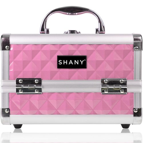 SHANY Chic Makeup Train Case Cosmetic Box Portable Makeup Case Cosmetics Beauty Organizer Jewelry storage with Locks, Multi trays Makeup Storage Box with Makeup Mirror - Polite PINK