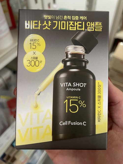 Cell Fusion C Toning C Vita Shot Ampoule, Brightening Vitamin C Serum for Face with Spicules, Zero Dark Spots & Glow Serum for Sensitive Skin, 20g / 0.7 oz.