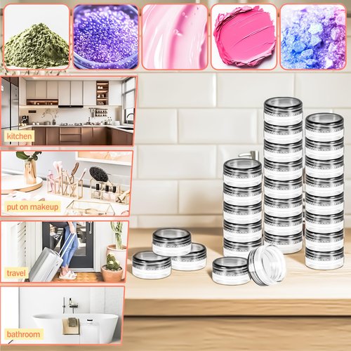 MotBach 200 Pack 3g Plastic Jars with Lids, 3ml Round Clear Cosmetic Containers Makeup Jars, 3gram Travel Size Container Jar with Spatulas for Makeup Sample Lotion Cream Ointment Salve Balm Powder