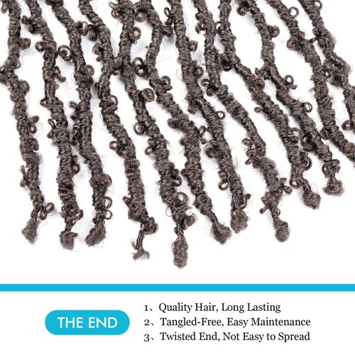 GUOHUI Butterfly Locs Crochet Hair 18 Inch Dark Brown 6 Packs All Handmade Pre Looped Soft Distressed Faux Locs Braids for Women Kids (18", 4#)