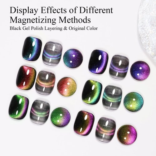 Imtiti 6Pcs 9D Cat Eye Gel Nail Polish Kit 10ml Long Lasting Soak Off UV LED Magnetic Polish for Nail Art Salon DIY at Home Gift for Women