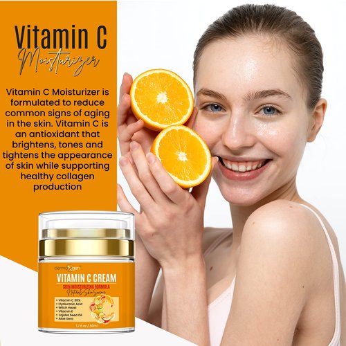 DERMAXGEN Vitamin C Moisturizing Cream & Turmeric Eye Cream Set – Hydrating Skincare Duo for All Skin Types, Targeting Dullness, Puffiness & Fine Lines.