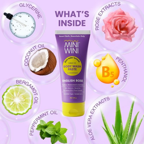 MiniWini 3X Concentrated Body Wash Paste 100g (3.2 fl oz) | Face + Body Cleanser | Aloe Vera, Pro-Vitamin B5 & Glycerin | Travel-Friendly | Daily Use | For Men, Women & Kids | All Skin Types