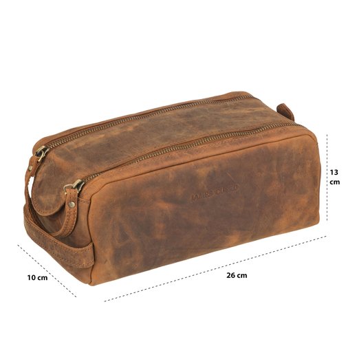 James Cuero Premium Full-Grain Leather Toiletry Bag - Spacious Design Water-Resistant Lining, Easy-Grip Handle - Unisex Toiletry Bag, Travel Bag Gift (Smooth Textured)