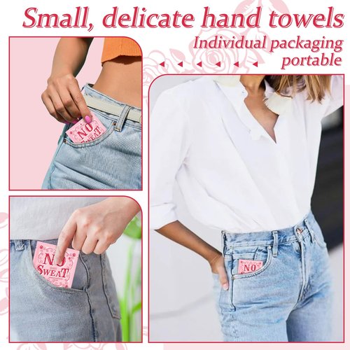 BUAEL Mini Deodorant Body Wipes 150 pieces of Travel deodorant Wipes And Travel Deodorant Individually Wrap Hypoallergenic Underarm Sweating Rose And Travel To Clean Skin For Female Male Teenagers