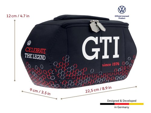 BRISA VW Collection - Volkswagen Neoprene Universal Makeup Cosmetics Toiletry Travel Pharmacy Bag in GTI Design (Hexagon/Black/Small)