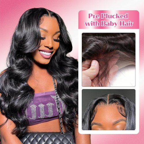 4x4 Lace Closure Human Hair Body Wave HD Lace Closure 20 Inch Free Part 100% Brazilian Virgin Human Hair Extensions 150% Density Pre Plucked Natural Black Color