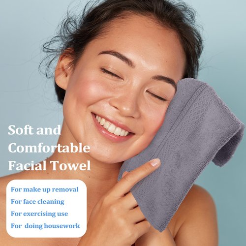 Tudomro 15 Counts Washcloths Bulk 13 x 13 Inch 100% Cotton Wash Cloths Set Soft Absorbent Face Cloths Face Towels Quick Drying Hand Fingertip Towels for Hotel, Gym, Bathroom, Spa(Blue Gray Series)