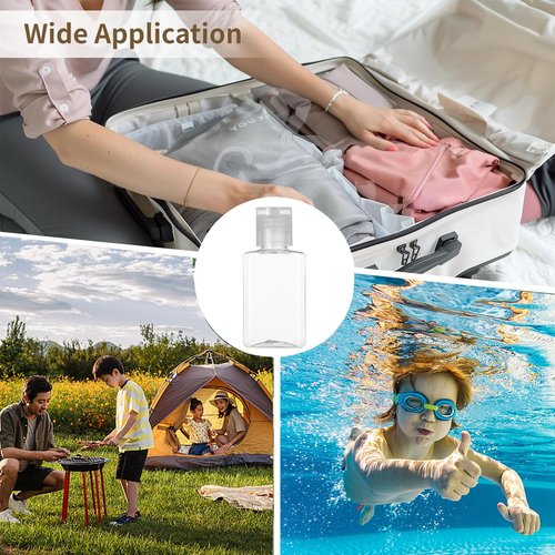 100PCS Plastic 1oz Travel Bottles, Mini Clear Travel Shampoo Bottles with Flip Cap, Small Empty Hand Sanitizer Bottle Refillable Cosmetic Containers, Portable 1oz Bottle for Body Lotion Soap Liquid