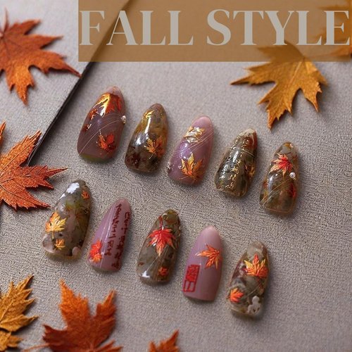 Fall Nail Stickers for Nail Art, Autumn Maple Leaves Nail Decals 5D Embossed Thanksgiving Day Gold Maple Leaf Nail Art Supplies for Women Girls (1Sheet)