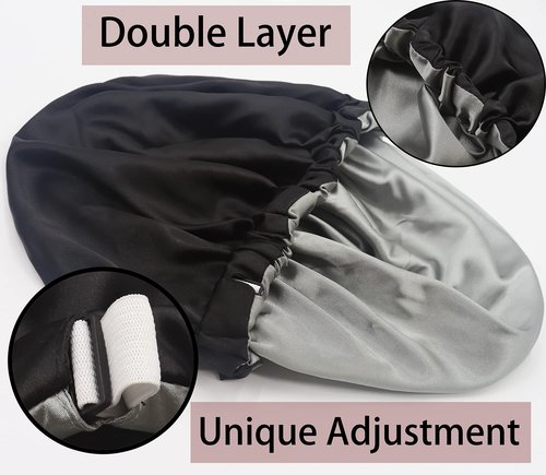 SAYMRE Satin Bonnet Silky Sleep Cap,Adjustable Hair Bonnet for Braids Curly Hair