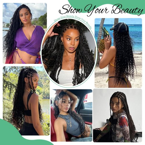 Human Braiding Hair for Boho Braids 120g 3 Bundles Deep Wave Curly Bulk Human Hair for Braiding Knotless Bohemian Natural Color (1B, 22 Inch)