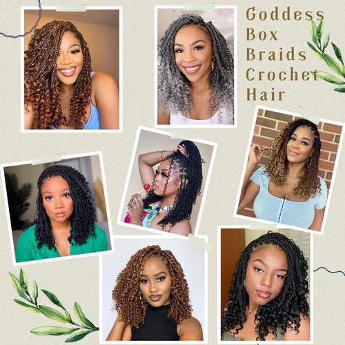 Goddess Box Braids Crochet Hair 14 Inch 8 Packs Pre-looped Bohemian Crochet Boho Box Braids With Curly Ends 3X Crochet Braids Hair for Women Synthetic Braiding Hair (14 inch, T1B/30/27)