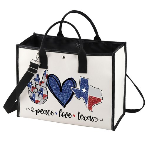 LEVLO Texas State Cosmetic Bag - Long Distance Relationships Gift, Peace Love Toiletry Bag, Moving Away Gift (Texas LT)