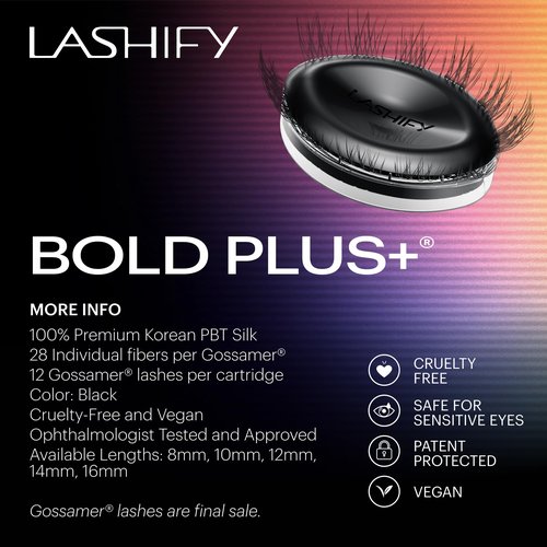 Lashify Bold Plus+ 12mm Gossamer Eyelash Extensions Refill in Black, Easy DIY False Lashes for the Most Delicate, Natural and Long Lasting Look