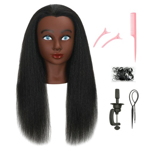 LECIPO 30 Inch100% Real Human Hair Mannequin Head with Stand Manikin Cosmetology Doll Training Head for Hairdresser Practice Braiding Styling Curling Cutting Display