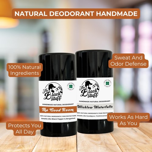 The Black Stuff Natural Deodorant with Kaolin Clay & Clove Aluminum Free Deodorant for Men for Long-Lasting Freshness, The Good Room & Wicklow Waterfall Mens Deodorant (Pack of 2)