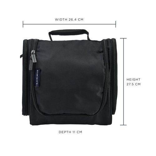 TravelWise Hanging Toiletry Bag, Travel Toiletry Organizer, Black