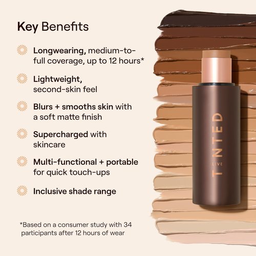 Live Tinted HUESTICK Complexion Stick - Medium-to-Full Buildable Coverage - Soft Matte Finish - Multitasking Makeup Stick - Lightweight, Creamy Formula - Shade 17