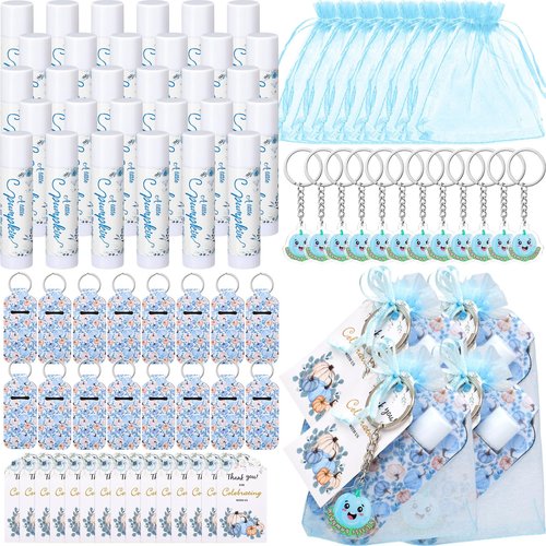 Swiffen 30 Sets Fall Pumpkin Baby Shower Favors Lip Balms Bulk Games Prizes Party Gifts for Winners Adults Guests Gender Reveal Favors Baby Shower Birthday Party Supplies Souvenirs Gift(Blue)