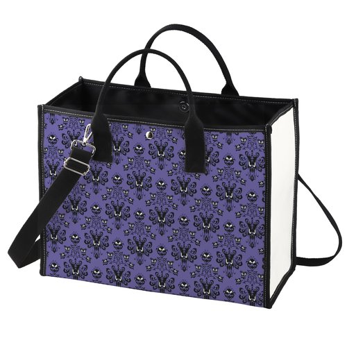 LEVLO Haunted Horror Makeup Bag - Spooky Purple Mansion Gift - Zipper Pouch Bag - Horror Ghost Merch