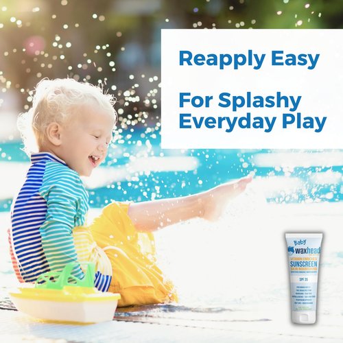 Waxhead Baby Sunscreen SPF 35 – Non-nano Zinc Oxide Mineral Lotion for 6-12 months Babies + 12-24 Toddlers | Natural Tear‑Free + Organic Hypoallergenic, Pediatrician‑Recommended Sunblock (4 oz)