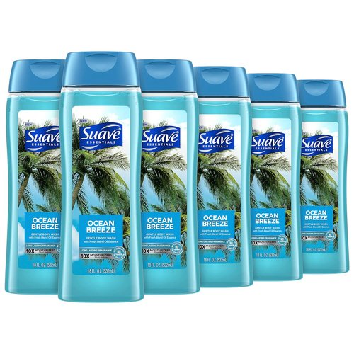 Suave Moisturizing Body Wash, with Ocean Breeze Scent and Vitamin E Extract & Moisturizing Body Wash, with Wild Cherry Blossom and Vitamin E Extract, No Parabens, No Phtahaltes