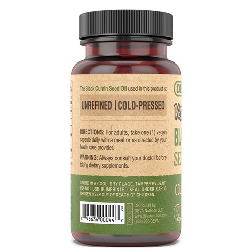 DEVA Vegan Nutrition Black Cumin Seed Oil, Cold-Pressed, Unrefined, 90 Vegan Capsules, 2-Pack