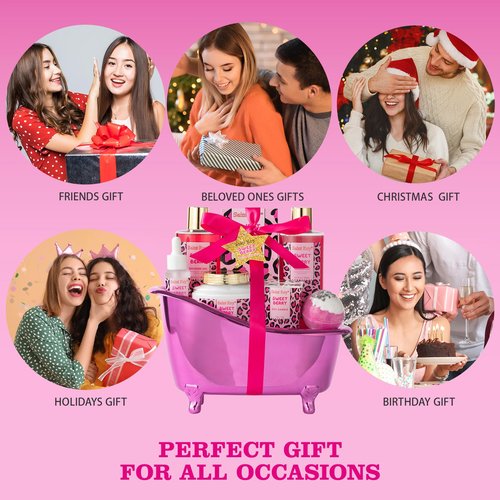 bath body Gifts for Her Home Bath Spa Gift Basket for Women Sweet Berry Bath Sets for Teens Gift Aromatherapy Home Spa Kit with Body Oil & More women's spa gift sets Best Gifts Mothers day