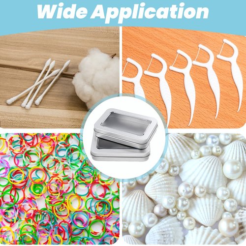 Zyghjort Travel Floss Picks Case, 2 Pcs 3.4 × 2.3 Inch Portable Cotton Swab Holder Small Cotton Ball Case Metal Storage Box with Lid for Bathroom Desktop Organizing Cosmetic Hair Ties Small Items