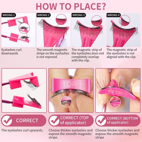 Dual Magnetic Eyelashes, Magnetic Eyelashes Without Eyeliner 4D Natural Look Reusable Easy to Wear, Soft Magnets False Eyelashes with Applicator No Glue, Charming Queen