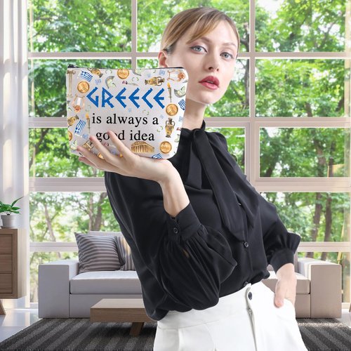 WCGXKO Greece Gift Surprise Trip Greece Is Always A Good Idea Zipper Pouch Makeup Bag