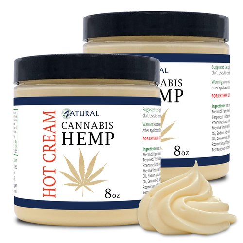 Zatural Hemp Hot Cream with Essential Oil Blend, Aloe, Hemp, and More (8oz 2-Pack)