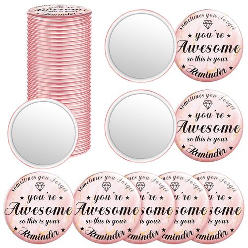 Tradder 18 Pcs 2.76 Inch Inspirational Compact Mirror Bulk Quinceanera Employee Appreciation Gifts Makeup Purse Pocket Mirror for Women Mother's Day Valentine Coworker Nurse Gifts