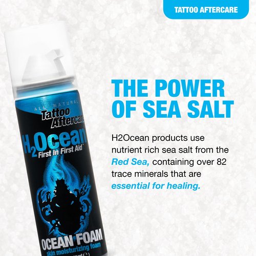 H2Ocean Ocean Foam Tattoo Aftercare, Water Based Ink Sealer & Skin Moisturizer 2oz (Pack of 2)