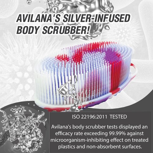 Avilana Silver-Infused Dark Gray and Marble Silicone Body Scrubber Bundle - Sleek Elegance Dual-Tone Set