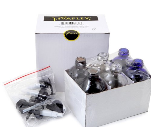 Vivaplex, 6, Large, 8 oz, Empty, Assorted Colors, Glass Bottles with Black Lotion Pumps …