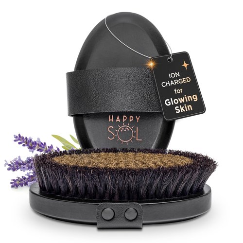 Copper Dry Brushing Body Brush for Lymphatic Drainage by HAPPY SOL - Ion Charged Copper Bristles for Glowing Skin, Improve Blood Circulation and Reduce Stress