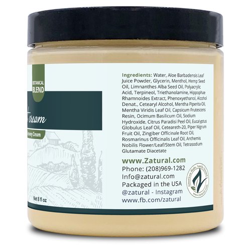 Zatural Hemp Hot Cream with Essential Oil Blend, Aloe, Hemp, and More (8oz 2-Pack)