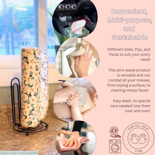 Gina's Soft Cloth Shop 1 Ply Printed Flannel 8x8 Inches Little Wipes Set of 5 I Woof You- Proudly Made in the USA!