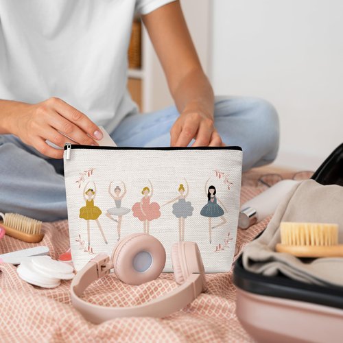 ZIIUFRN Elegant Dancer Gifts for Women, Ballet Lovers Makeup Bag, Dancing Girls Travel Cosmetic Bag for Teacher Friends Sister Girls Birthday Gifts - A21