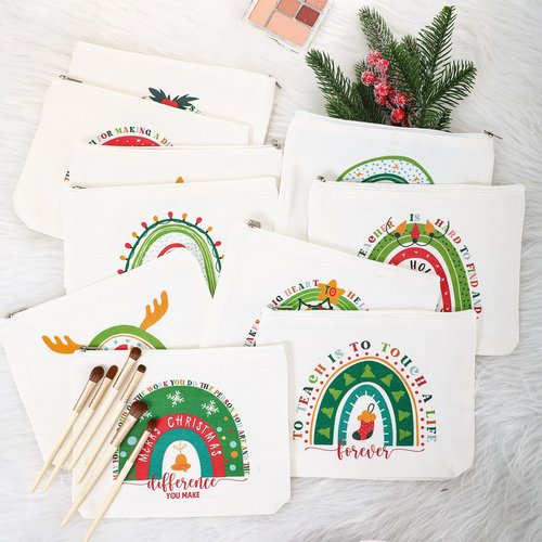 Paterr 20 Pcs Appreciation Gift Bulk for Teachers Tote Bags with Makeup Bag Thanksgiving Gift for Teacher Women Mom Team(Joyous Styles)