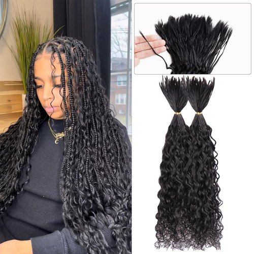 Pre-Divided Human Braiding Hair for Boho Braids Water Deep Wave Human Hair Bulk for Braiding Curly Human Hair for Boho Locs Boho Crochet Braids Human Hair Extensions (18"160Strands,1B)