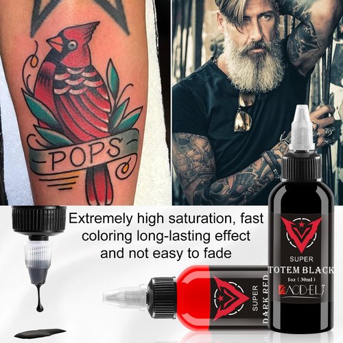 AYCOS Classic Tattoo Ink Set - Black & Red - 30ml Each (1 Bottle Black * 1 Bottle Red)