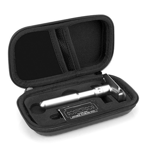 Linkidea Durable Hard Shell Shaving Travel Case, Storage Box for Short/Long Handled Razor Blades & Accessories, Compatible with Merkur, Vikings, WEISHI Double Edge Safety Razors (Black)