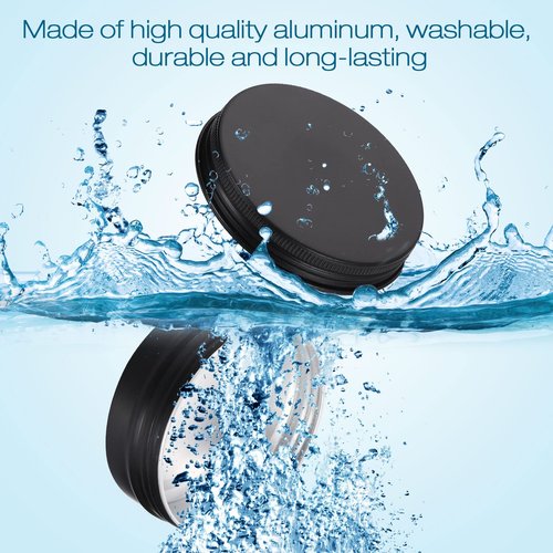 Patelai 64 Pieces Lip Balm Tin Containers Screw Top Round Tin Cans Aluminum Jar with Screw Lid, Empty Bottle Travel Cosmetic Sample Container for DIY(2 oz,Matte Black)