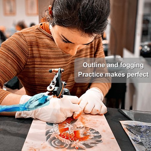 Autdor 1010Pcs Tattoo Practice Skins and Ink Cups Medium with Base Kit - Includes 1000Pcs Pigment Ink Cups 14mm and 10Pcs Blank Tattoo Skin
